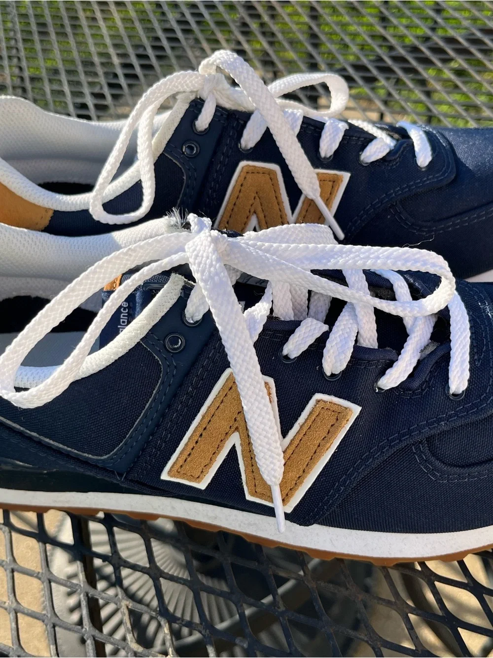 New Balance Navy and Tan Sneakers